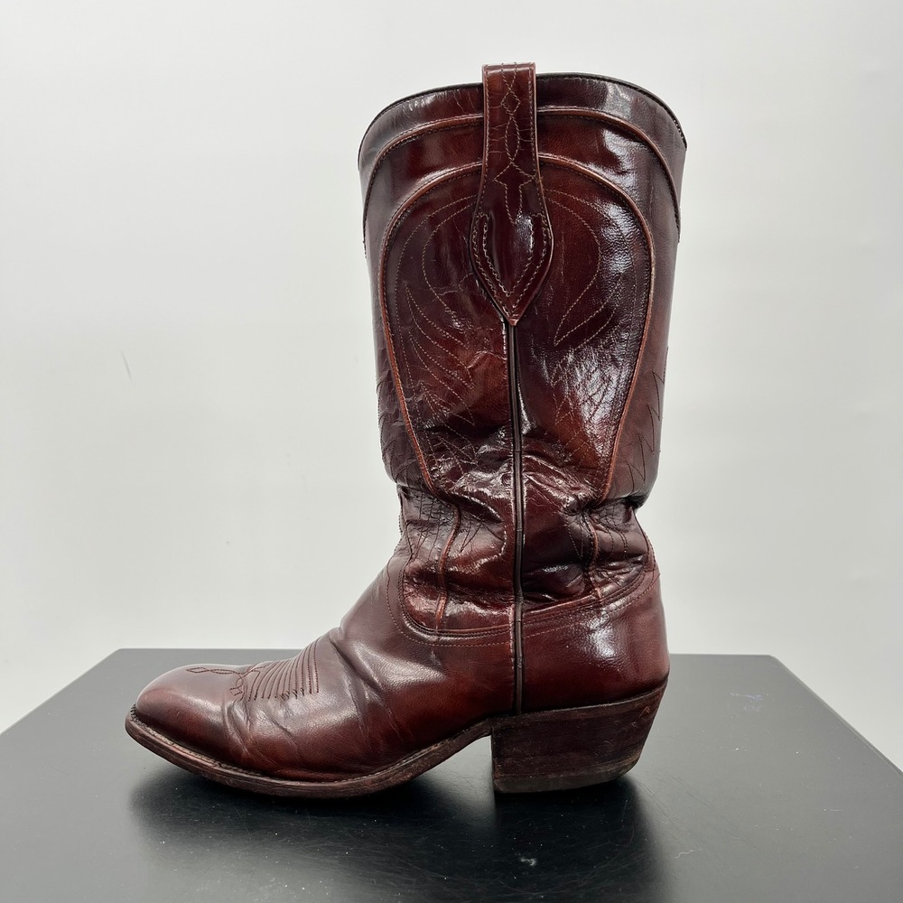Dan Post Cowboy Boots Mens 8 E Brown Leather Western C683 Made in Spain